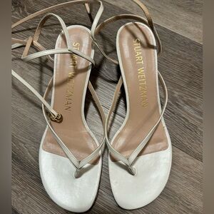 Stuart Weitzman White Leather Sandals